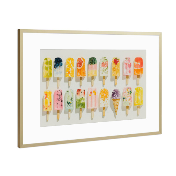 Poster mit Rahmen Gold "Fruchtige Eis Freude" artboxONE - Natur,Abstrakt,Essen & Trinken / Obst & Gemüse