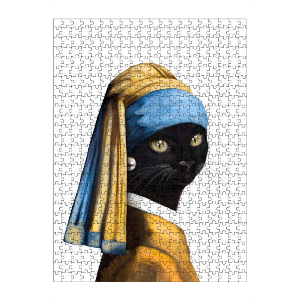 Puzzle Ravensburger "Black cat with a pearl earring" artboxONE - Für Kinder,Tiere,Fashion,Für Mama,Lustig