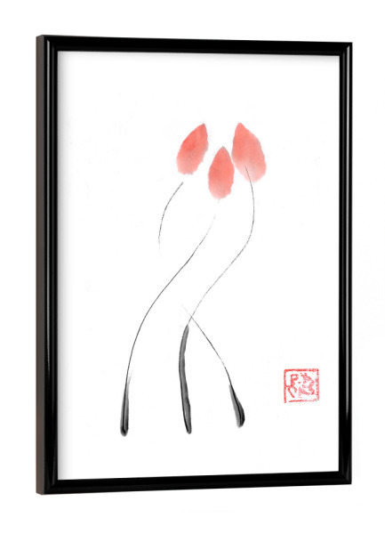 Poster mit schwarzem Rahmen "Tulpe Minimal" artboxONE - Floral,Reise / Asien - Tulip,Sumie,Japan