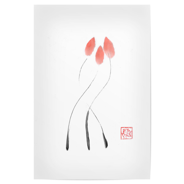 Poster 30x20 cm "Tulpe Minimal" artboxONE - Floral,Reise / Asien - Tulip,Sumie,Japan