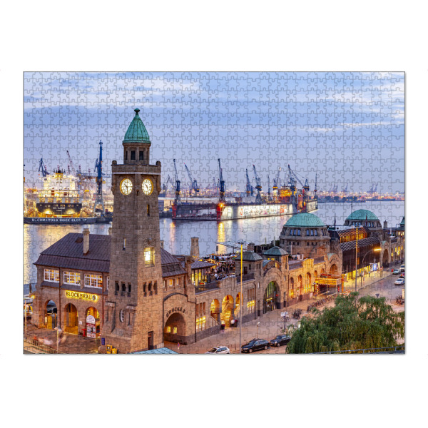 Puzzle Ravensburger "Hafen Hamburg bei Nacht" artboxONE - Städte / Hamburg,Reise,Architektur