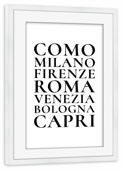 Poster mit Rahmen weiß "Städte Italiens" artboxONE - Typografie,Städte / Venedig,Städte / Mailand,Städte / Rom