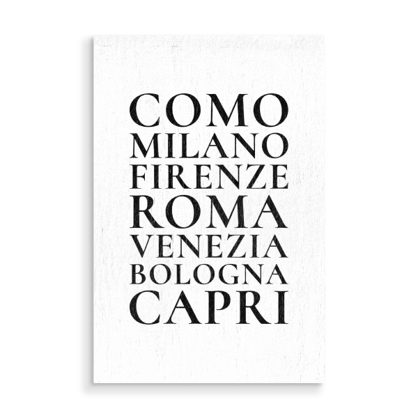 Holzbild "Städte Italiens" artboxONE - Typografie,Städte / Venedig,Städte / Mailand,Städte / Rom