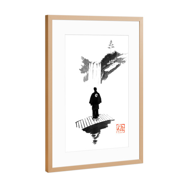 Poster mit Rahmen Kupfer "Yakuza -Meditation" artboxONE - Schwarzweiß,Reise / Asien - Herbst,Berg,Yakuza,Sumie,Japan