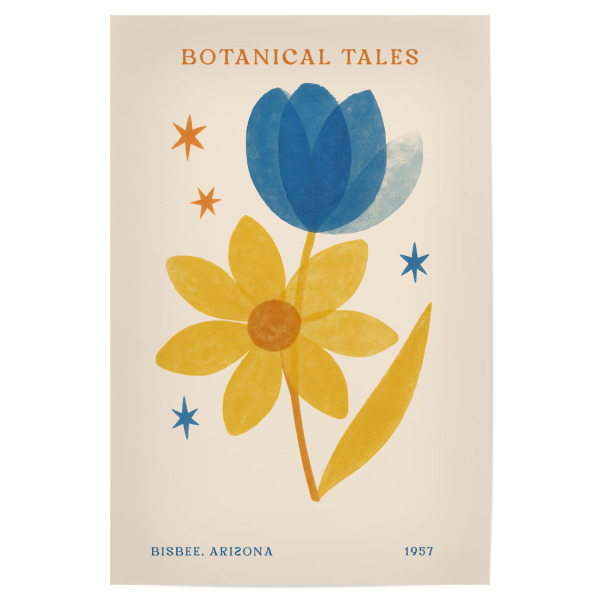 Poster 30x20 cm "Botanic Tales" artboxONE - Typografie,Floral,Abstrakt - Floral,Blume,Sterne,Text,Museum,Dekorativ,Treechild