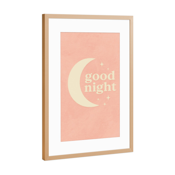 Poster mit Rahmen Kupfer "Good Night (Pastel Rosa)" artboxONE - Für Kinder,Buchstaben,Für Mama