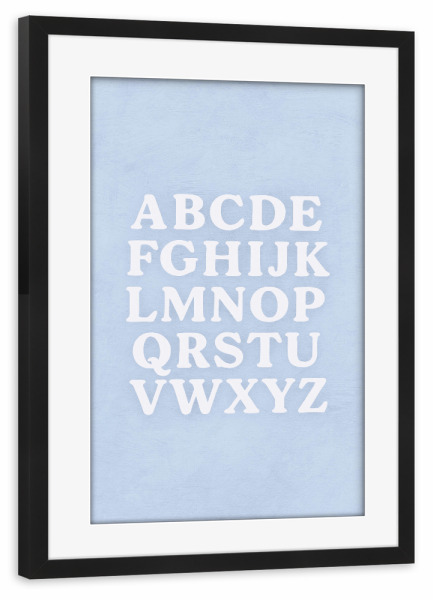 Poster mit Rahmen schwarz "ABC (Pastell Blau)" artboxONE - Für Kinder,Buchstaben,Für Mama