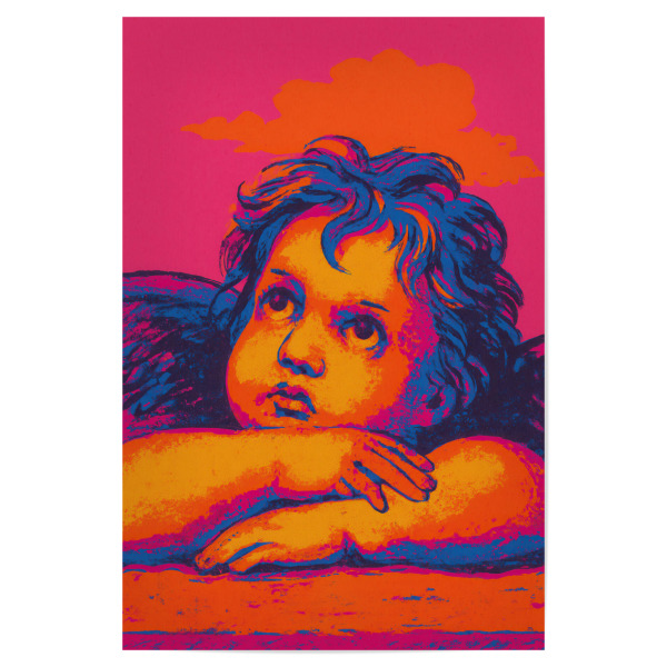 Poster 30x20 cm "Neon Cherub" artboxONE - Für Kinder,Für Mama,Für Papa - Engel,Neon,Cherub,Putte,Dekorativ,Kunst,Treechild