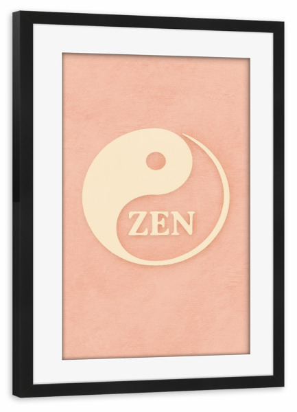 Poster mit Rahmen schwarz "Ying Yang Zen (pastel Rosa)" artboxONE - Buchstaben,Für Mama,Für Papa - Ring und yang,Yingyang,Zen,Rosa,Yoga