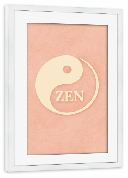 Poster mit Rahmen weiß "Ying Yang Zen (pastel Rosa)" artboxONE - Buchstaben,Für Mama,Für Papa - Ring und yang,Yingyang,Zen,Rosa,Yoga