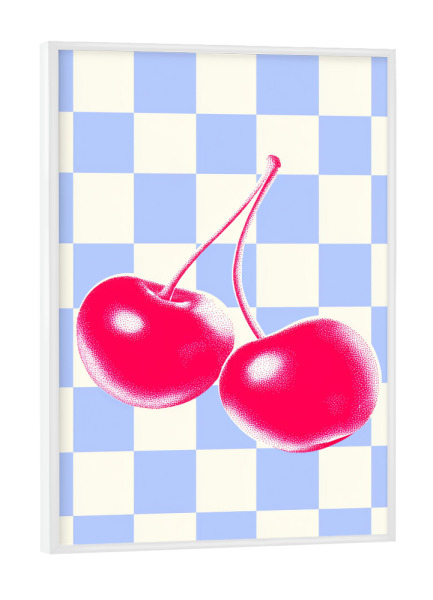 Poster mit weißem Rahmen "Gitter-Muster Liebt Kirschen" artboxONE - Natur,Geometrie,Essen & Trinken / Obst & Gemüse