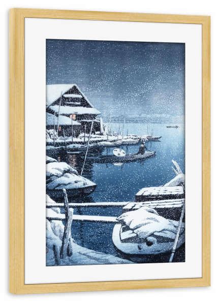 Poster mit Rahmen kiefer "Schnee in Mukojima" artboxONE - Reise,Architektur,Reise / Asien