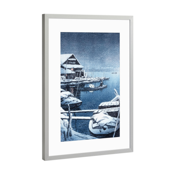 Poster mit Rahmen Silber "Schnee in Mukojima" artboxONE - Reise,Architektur,Reise / Asien