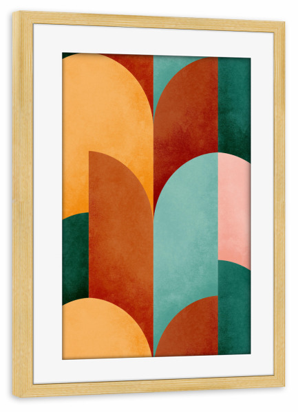 Poster mit Rahmen kiefer "Mid Mod Geometrie Sonnenbrand" artboxONE - Abstrakt,Geometrie