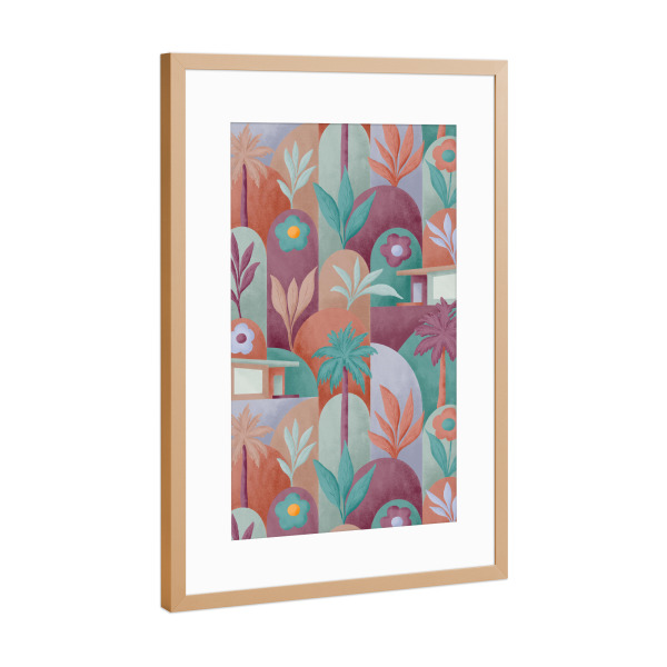 Poster mit Rahmen Kupfer "Mid Mod In Palm Springs Sundown" artboxONE - Natur,Geometrie