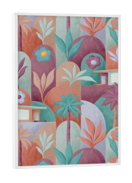 Poster mit weißem Rahmen "Mid Mod In Palm Springs Sundown" artboxONE - Natur,Geometrie