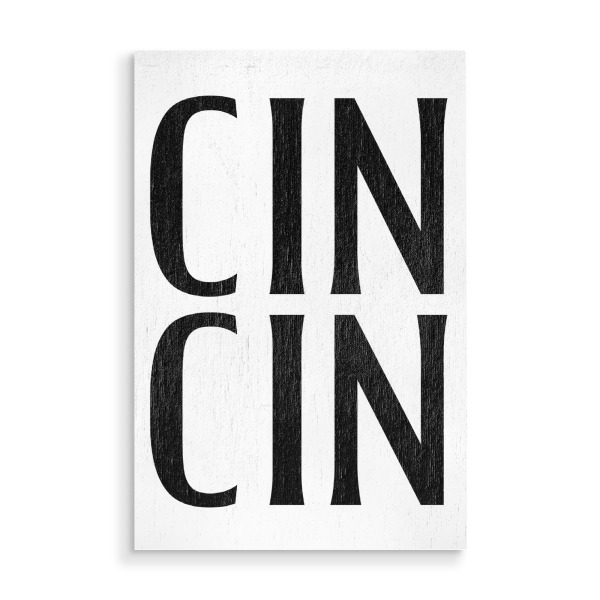 Holzbild "Cin Cin, Festliche Worte" artboxONE - Typografie,Schwarzweiß,Essen & Trinken / Alkohol