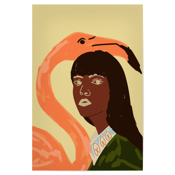 Poster "In Flamingo -Träumen eingewickelt" artboxONE - Tiere,Menschen