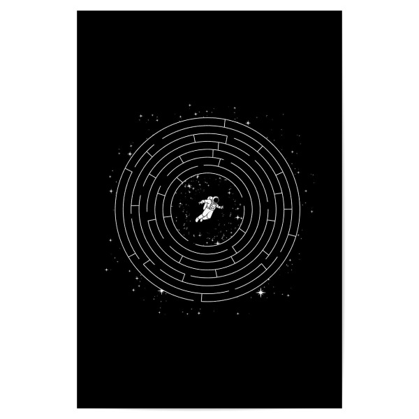 Poster "Astronaut Maze Adventure Labyrinth" artboxONE - Galaxy - Astronaut,Kosmonaut,Labyrinth,Abenteuer,Labyrinth,Universum,Kosmos,Sterne,Galaxie