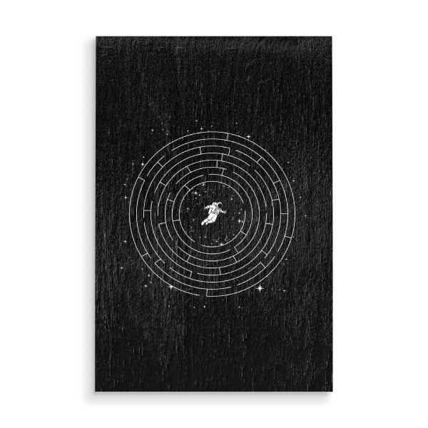 Holzbild "Astronaut Maze Adventure Labyrinth" artboxONE - Galaxy - Astronaut,Kosmonaut,Labyrinth,Abenteuer,Labyrinth,Universum,Kosmos,Sterne,Galaxie