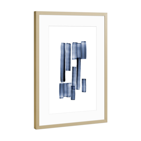 Poster mit Rahmen Gold "Danushka - Mediation Strokes" artboxONE - Abstrakt - Abstrakt,Strich,Modern,Pinsel,Hygge,Skandi,Minimalismus
