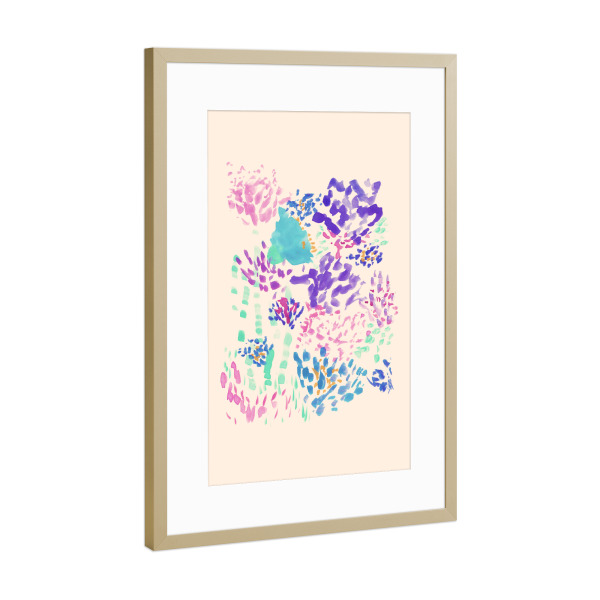 Poster mit Rahmen Gold "Danushka - Cheerful Elements B" artboxONE - Abstrakt - Farbenfroh,Bunt,Maximalism,Colourful,Dopamine,Modern,Pink