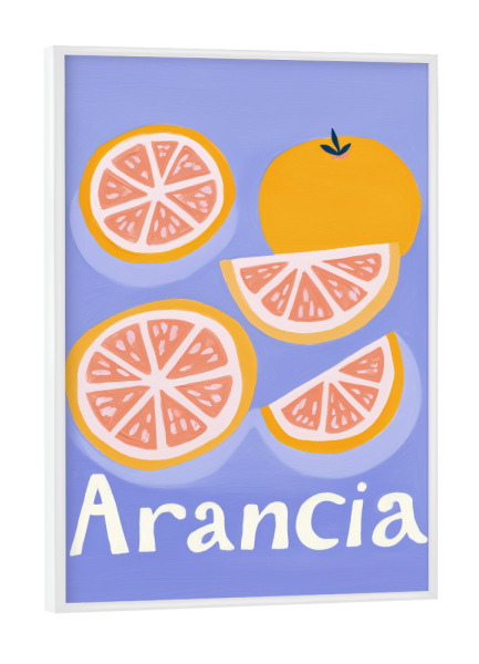 Poster mit weißem Rahmen "Orangen für Genießer" artboxONE - Typografie,Natur,Essen & Trinken / Obst & Gemüse