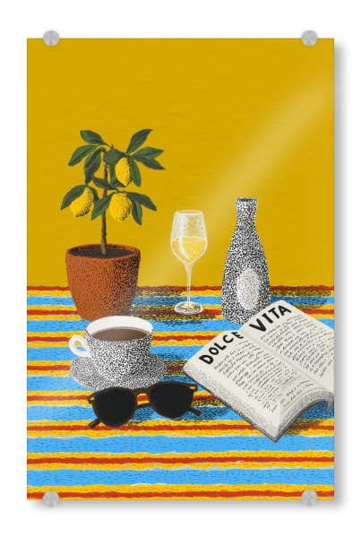 Acrylglasbild "Italienische Genussmomente" artboxONE - Typografie,Reise / Strand und Meer,Essen & Trinken / Obst & Gemüse