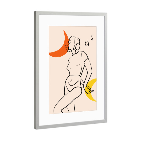Poster mit Rahmen Silber "In Musik verloren" artboxONE - Abstrakt,Menschen