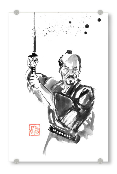 Acrylglasbild "En garde samurai" artboxONE - Reise / Asien - Samurai,Sumie,Japan