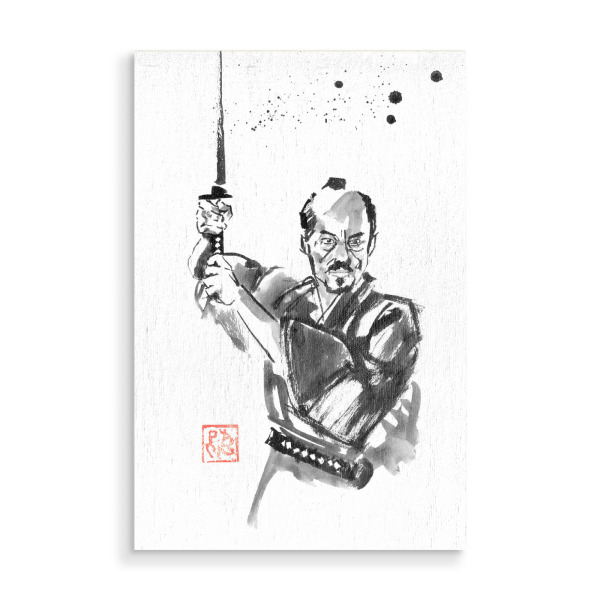 Holzbild "En garde samurai" artboxONE - Reise / Asien - Samurai,Sumie,Japan