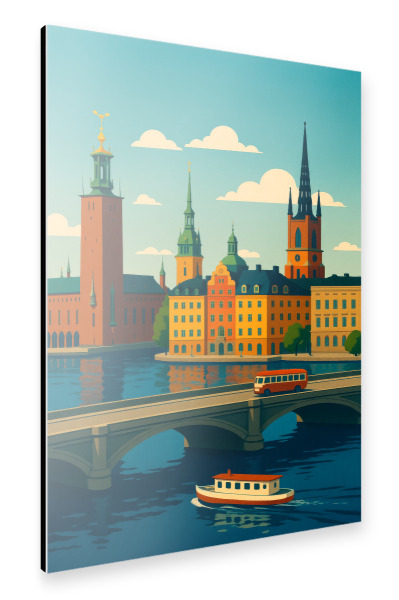 Alu-Dibond "Stockholm Reisekunst" 75x50 cm artboxONE