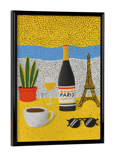 Poster mit schwarzem Rahmen "Paris, Tisch der Freude" artboxONE - Typografie,Essen & Trinken,Städte / Paris