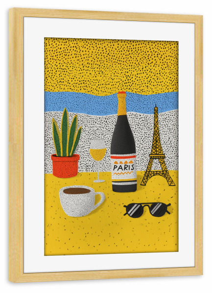 Poster mit Rahmen kiefer "Paris, Tisch der Freude" artboxONE - Typografie,Essen & Trinken,Städte / Paris