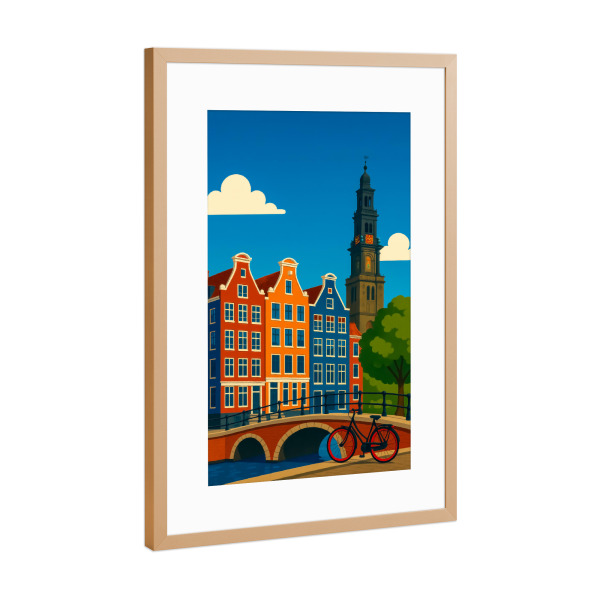 Poster mit Rahmen Kupfer "Amsterdamkanalhäuser" artboxONE - Städte,Reise,Architektur,Städte / Amsterdam