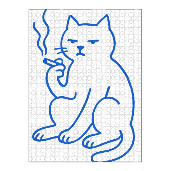 Puzzle Ravensburger "The Cool Cat's Contemplation" artboxONE - Tiere,Lustig - Cat,Cool,Minimalist,Smoking,Quirky,Contemplation - Bild cat