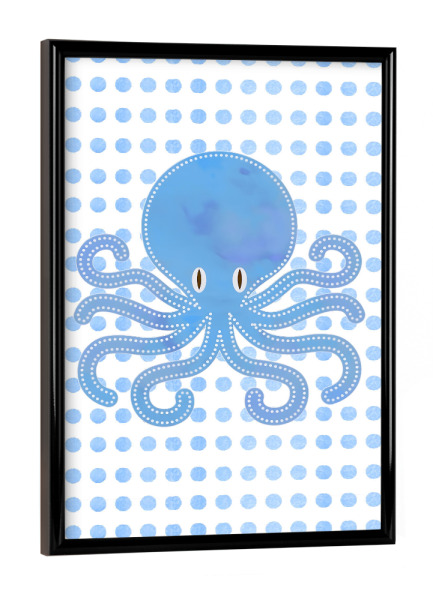 Poster mit schwarzem Rahmen "Blue Aquarell Octopus" artboxONE - Reise,Tiere,Abstrakt