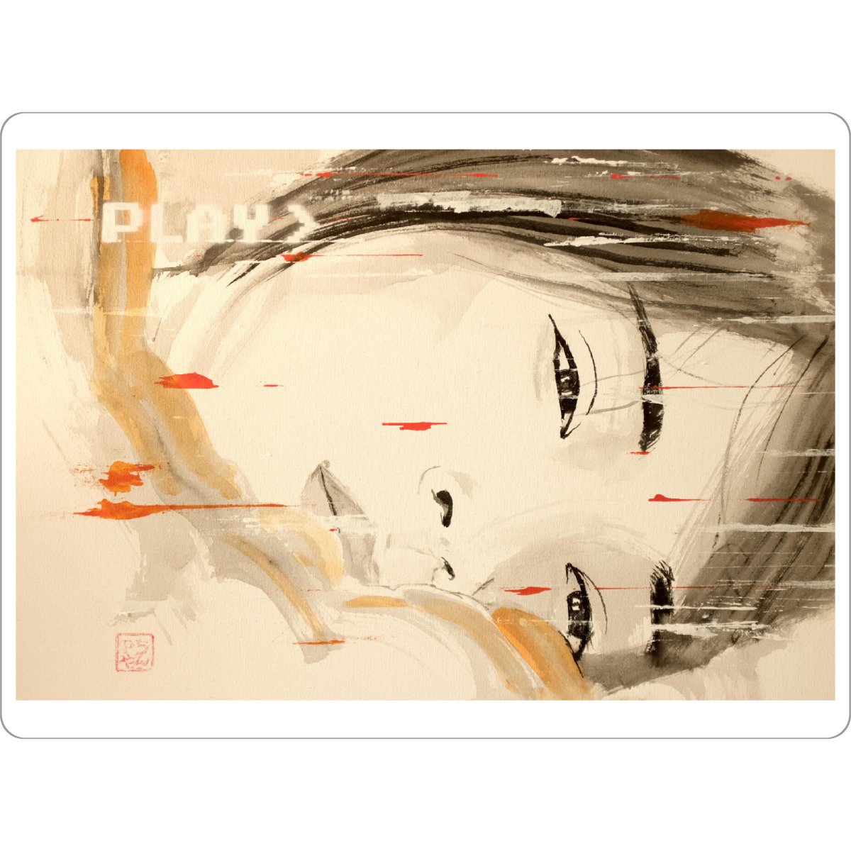 Tischset "Spielen Sie Noriko" artboxONE - Menschen,Reise / Asien - Sumie,Japan,Frau,Spiel,Vhs - Bild sumie