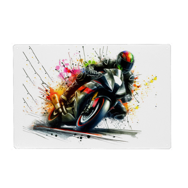 Holzbild "Motorradfahrer mit Spritzer" artboxONE - Sport / Motorsport
