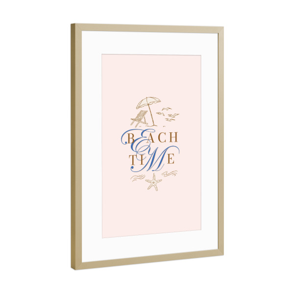 Poster mit Rahmen Gold "Sommer strandzeit illustration" artboxONE - Reise,Reise / Strand und Meer