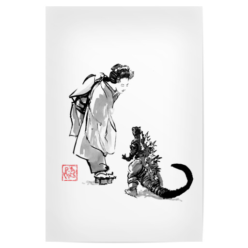 Geisha mit kleinem Monster