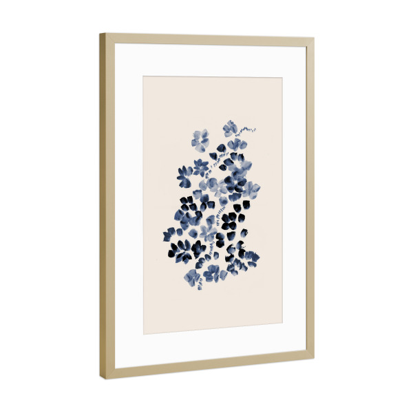 Poster mit Rahmen Gold "Danushka - Blossoms on a Vine" artboxONE - Natur,Floral - Aquarell,Maritim,Wasserfarbe,Gemälde,Kunst,Blüten,Blumen,Natur