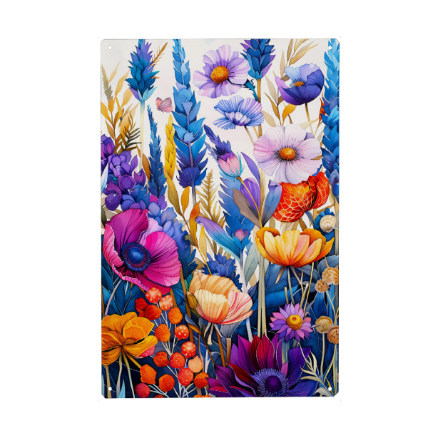 Metall Poster "Wildblumenwiesen j" artboxONE - Natur - Wiese,Blumen,Wildblumen,Pflanzen,Garten,Botanisch - Blechschild