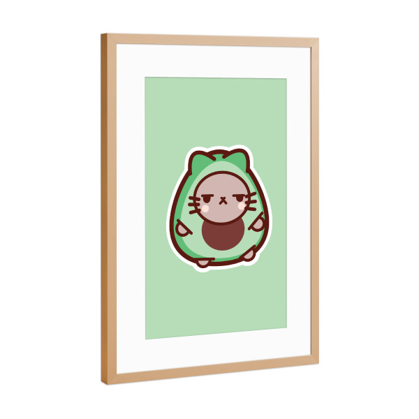 Poster mit Rahmen Kupfer "Avocado Cat" artboxONE - Tiere,Essen & Trinken,Lustig - Katze,Süß,Avocado,Kawaii,Süße tiere,Süße katze,Mürrische katze