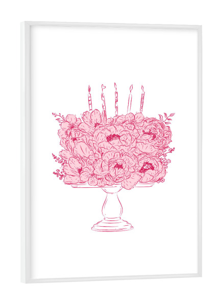 Poster mit weißem Rahmen "Bäckerei Blumenkuchenkerzen" artboxONE - Floral,Essen & Trinken