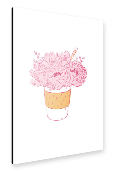 Alu-Dibond "Tasse zum Mitnehmen Blumen" 30x20 cm artboxONE