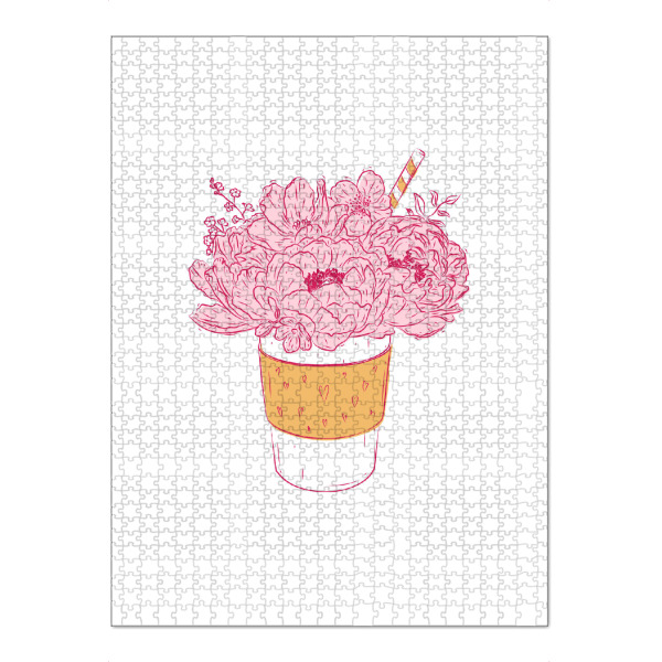 Puzzle Ravensburger "Tasse zum Mitnehmen Blumen" artboxONE - Floral,Essen & Trinken