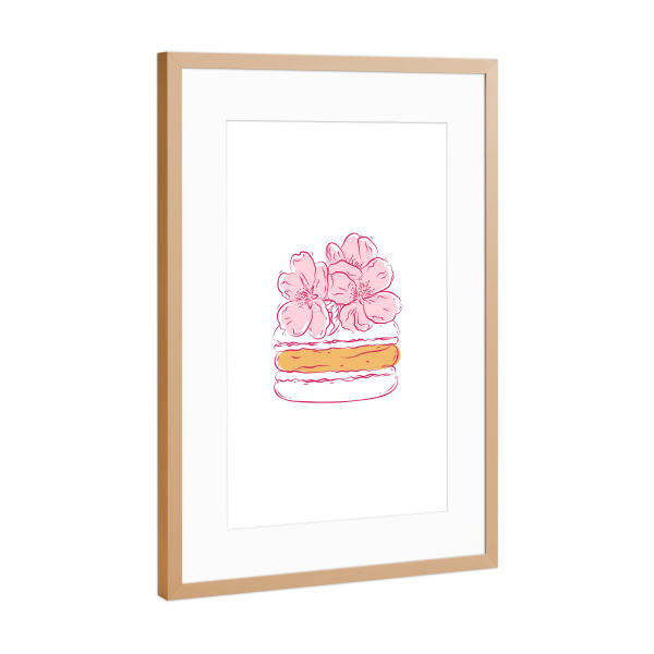 Poster mit Rahmen Kupfer "Macarons Blumenillustration" artboxONE - Floral,Essen & Trinken