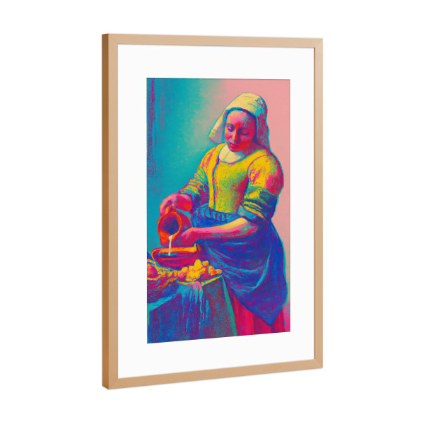 Poster mit Rahmen Kupfer "The Milk Woman (neon Edition)" artboxONE - Menschen,Für Mama,Für Papa