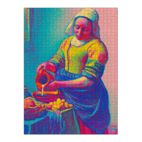 Puzzle Ravensburger "The Milk Woman (neon Edition)" artboxONE - Menschen,Für Mama,Für Papa - Das milch mädchen,Alte meister,Neon,Dekorativ,Kunst,Bunt
